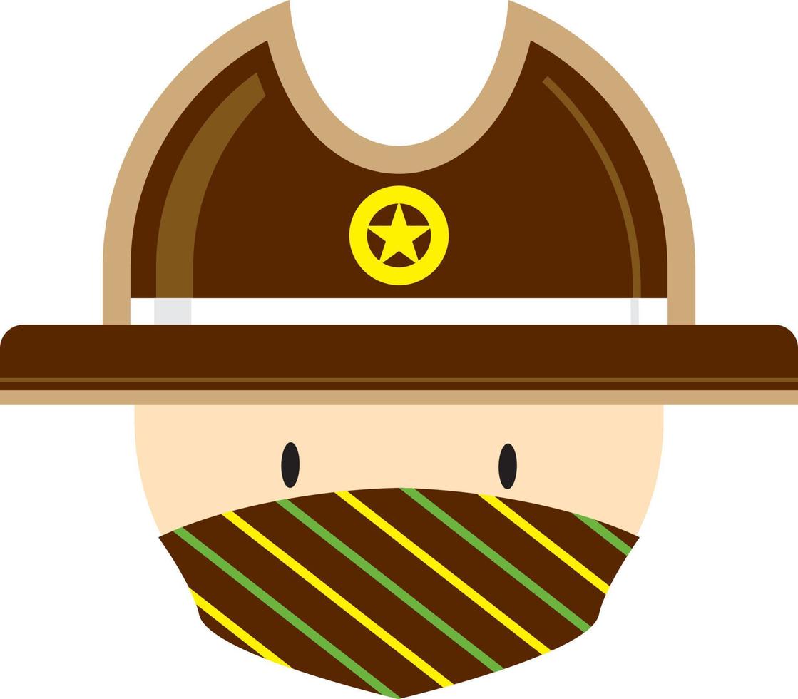 Cute Cartoon Wild West Masked Cowboy Head vector