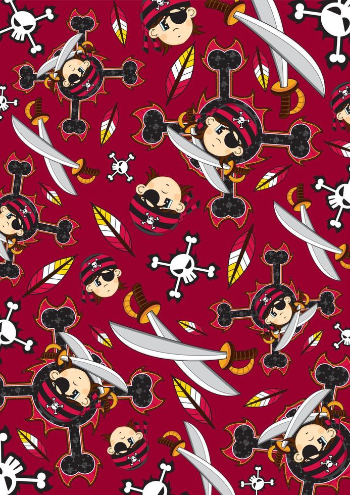 Cute Cartoon Eyepatch Pirate Pattern vector