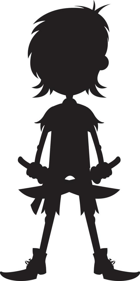 Cartoon Swashbuckling Pirate in Silhouette vector