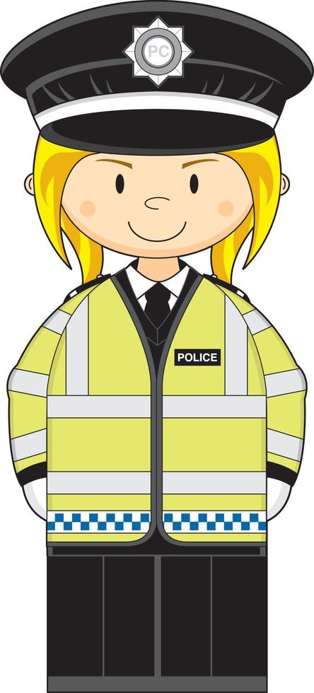 Cartoon Classic British Policewoman Character vector