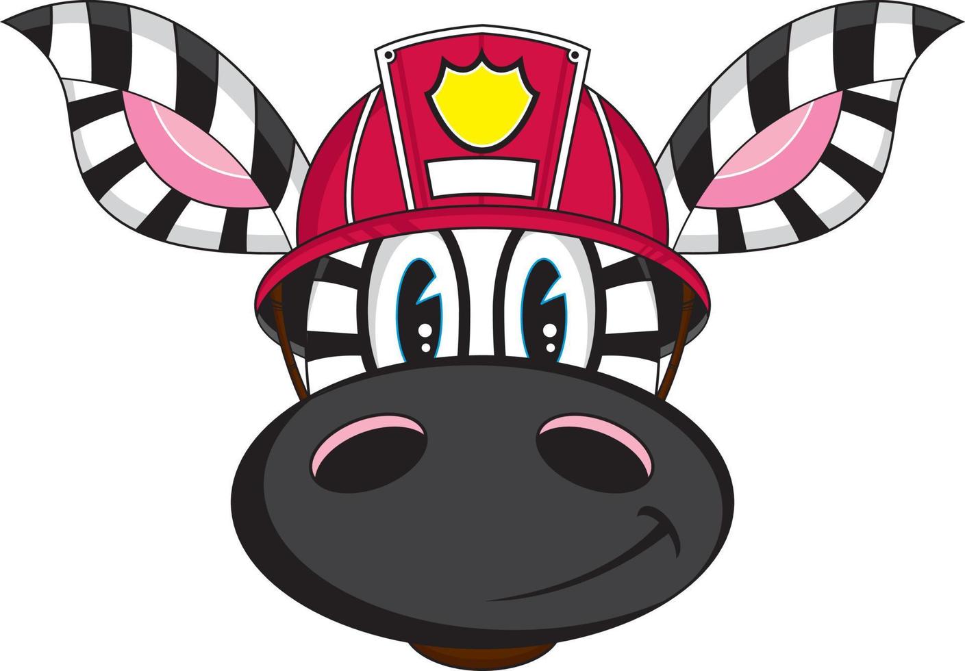 Cute Cartoon Zebra Fireman Character vector