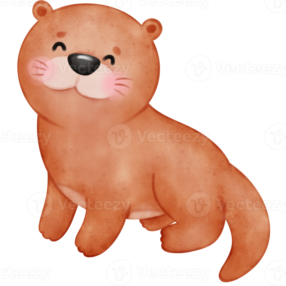 Cute otter, Otters, Otter illustration, watercolor otter, watercolor animal, animal illustration png