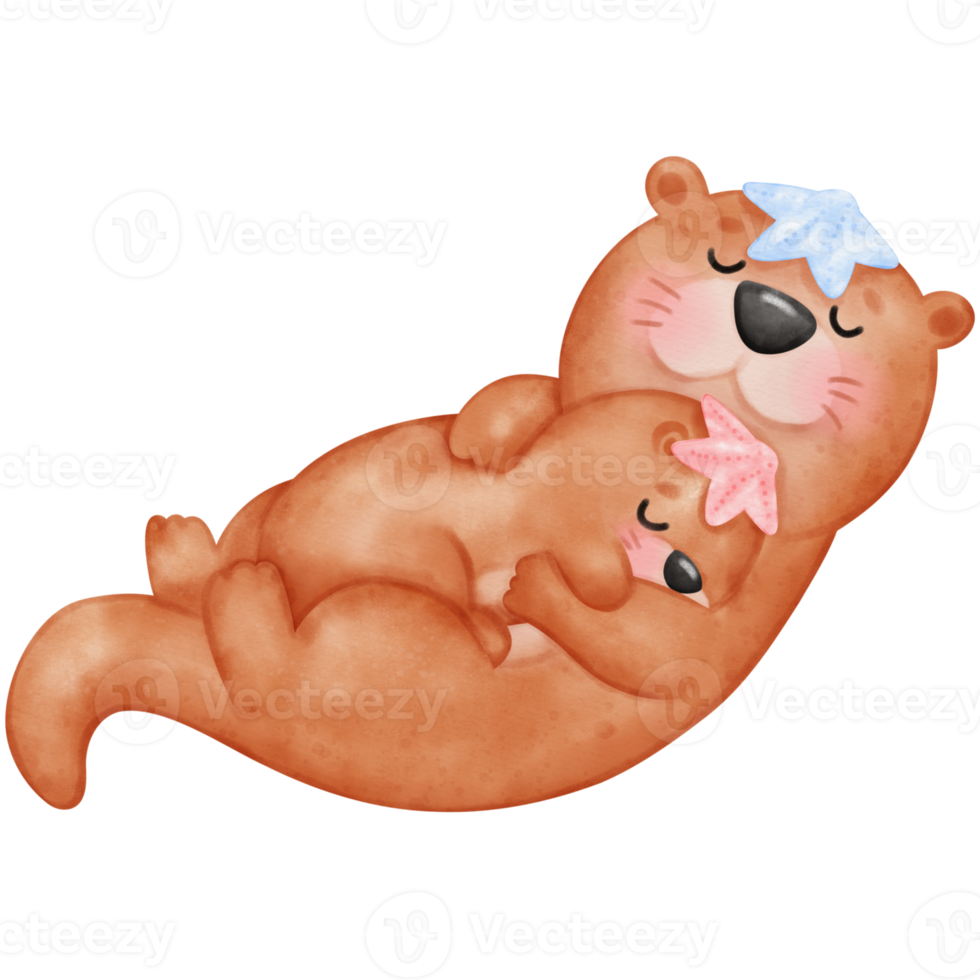 Cute otter, Otters, Otter illustration, watercolor otter, watercolor animal, animal illustration png