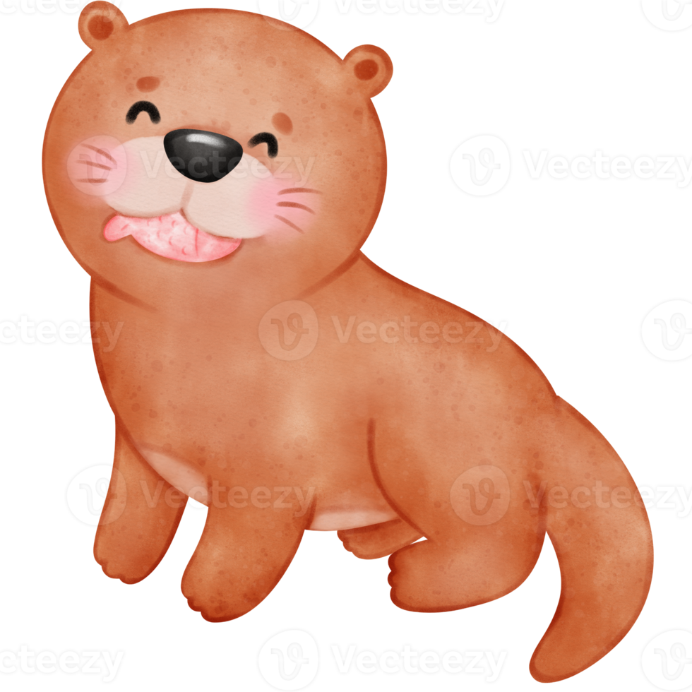 Cute otter, Otters, Otter illustration, watercolor otter, watercolor animal, animal illustration png