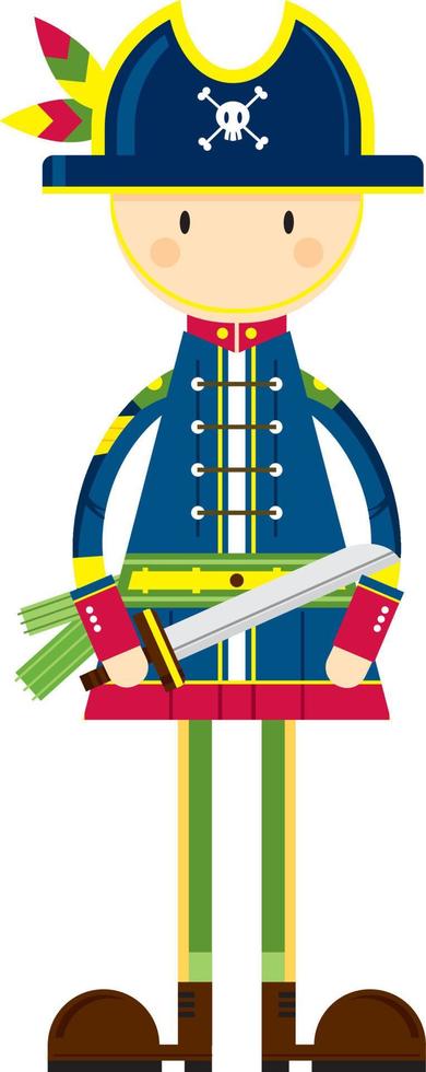 Cute Cartoon Swashbuckling Pirate Captain Character vector