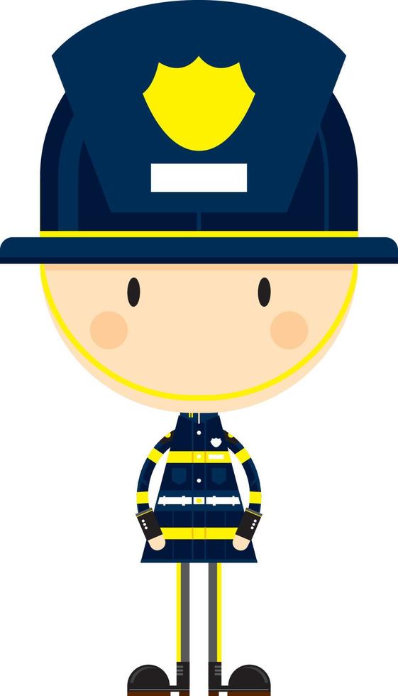 Cute Cartoon Fireman Character vector