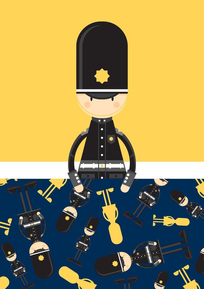 Cute Cartoon British Policeman Character vector