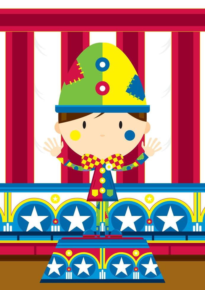 Cute Cartoon Circus Clown on Podium vector