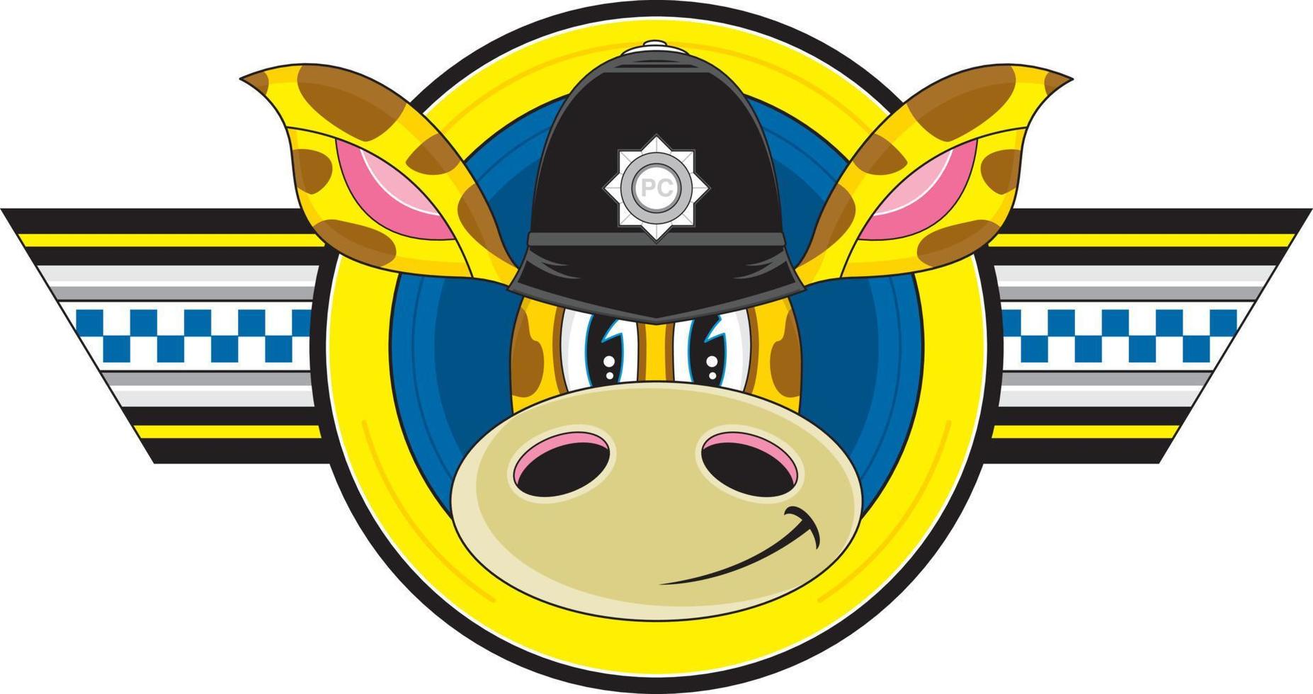 dibujos animados clásico británico jirafa policía personaje vector