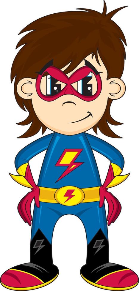 dibujos animados enmascarado heroico superhéroe personaje vector