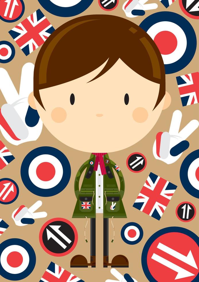 linda dibujos animados británico sesenta modificación personaje vector