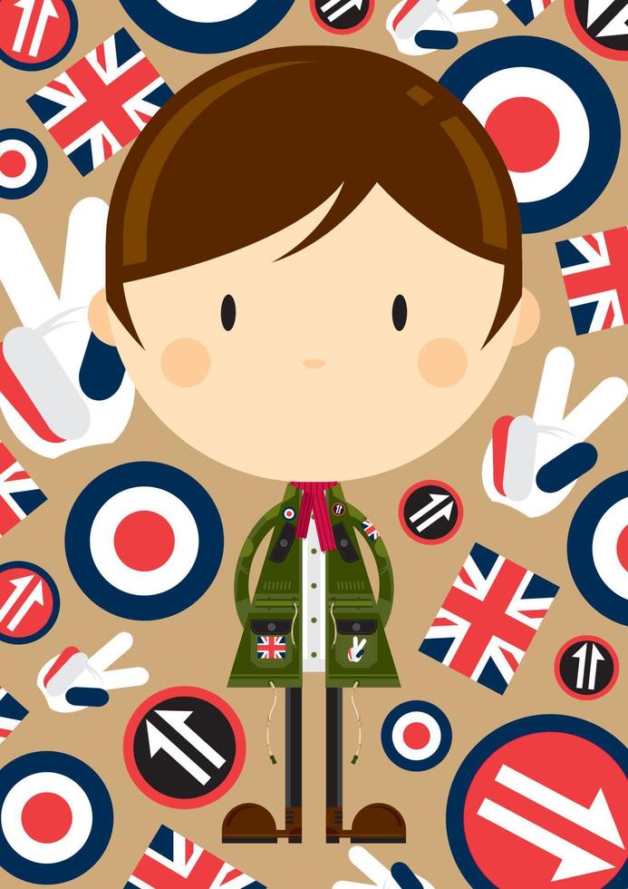 Cute Cartoon British Sixties Mod Character vector