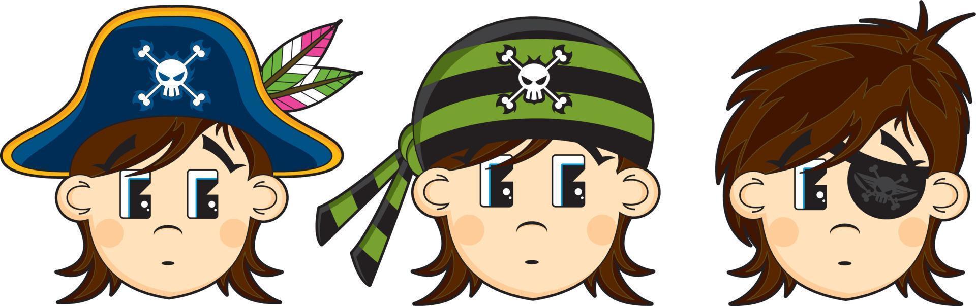 linda dibujos animados bravucón pirata caracteres vector