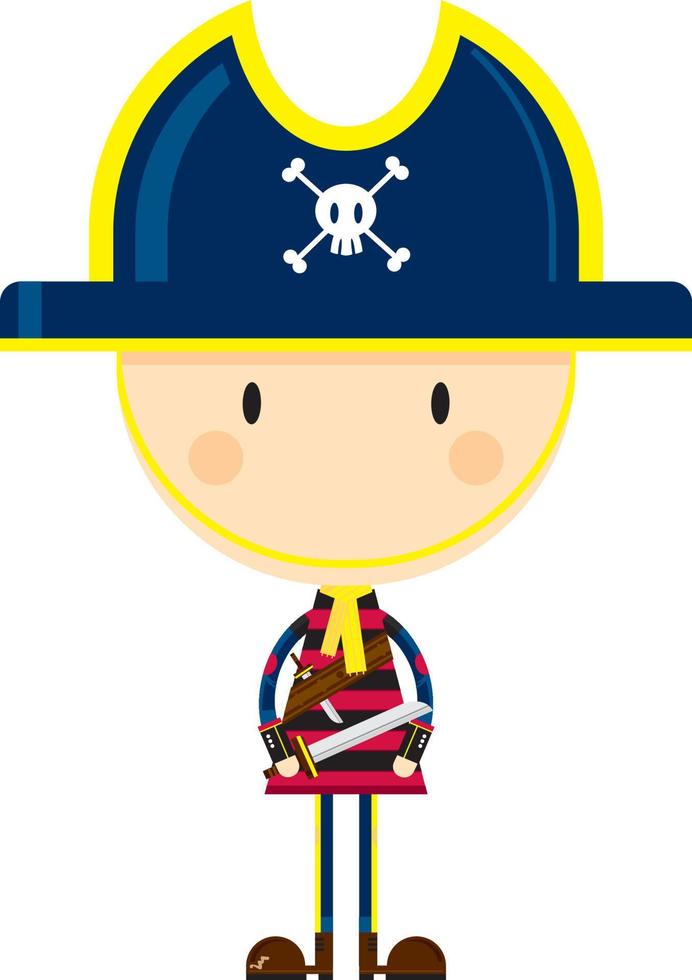 Cute Cartoon Swashbuckling Pirate Character with Sword vector