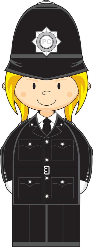 dibujos animados clásico británico mujer policía personaje vector