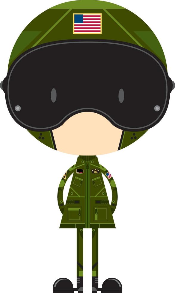 Cute Cartoon Airforce Fighter Pilot Character vector