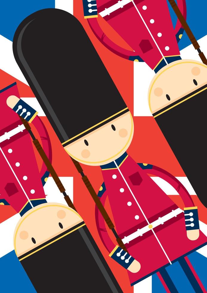dibujos animados británico alabardero de la Torre de Londres real palacio guardias vector