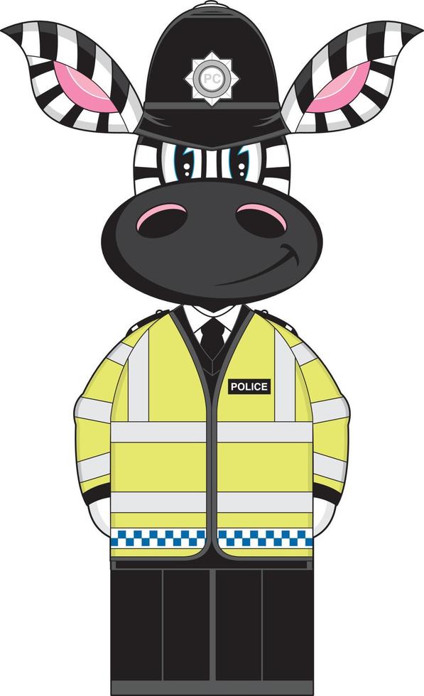 dibujos animados clásico británico cebra policía personaje vector