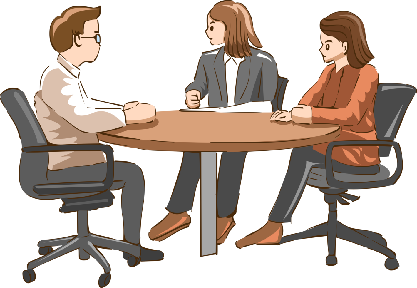 Office workers meeting png graphic clipart design