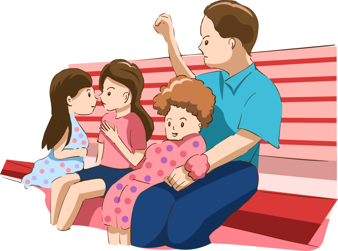 Family in the amusement park png graphic clipart design