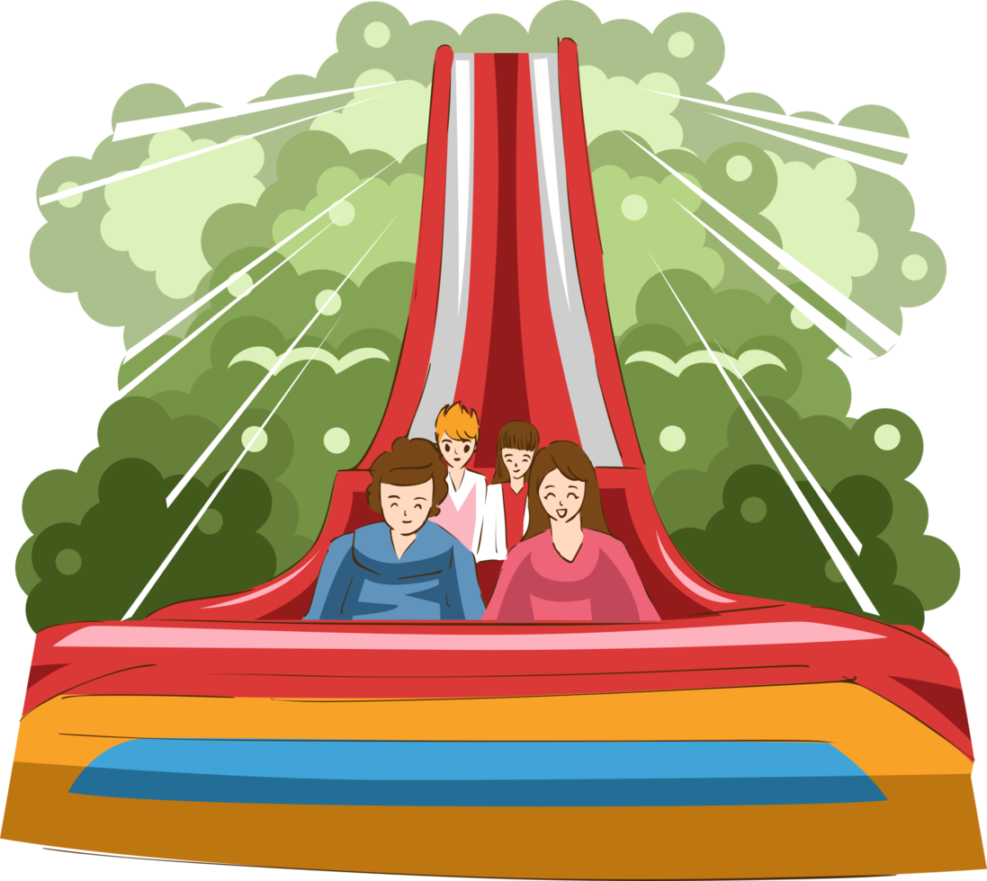 Family in the amusement park png graphic clipart design