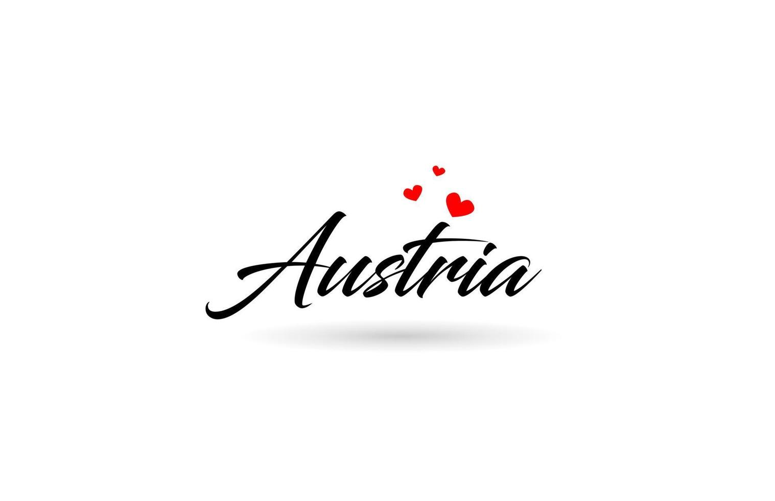 Austria name country word with three red love heart. Creative ...