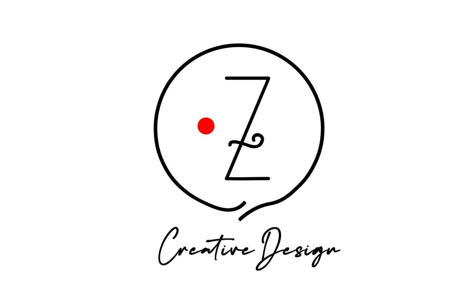 black and white Z alphabet letter logo icon design with line red dot and vintage style. Creative template for business and company vector