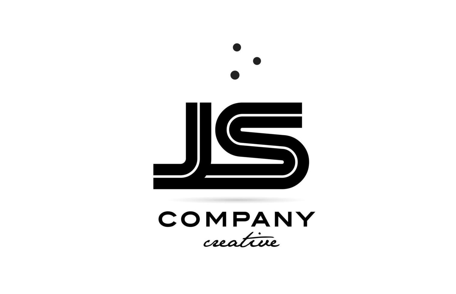 JS black and white combination alphabet bold letter logo with dots. Joined template design for business and company vector