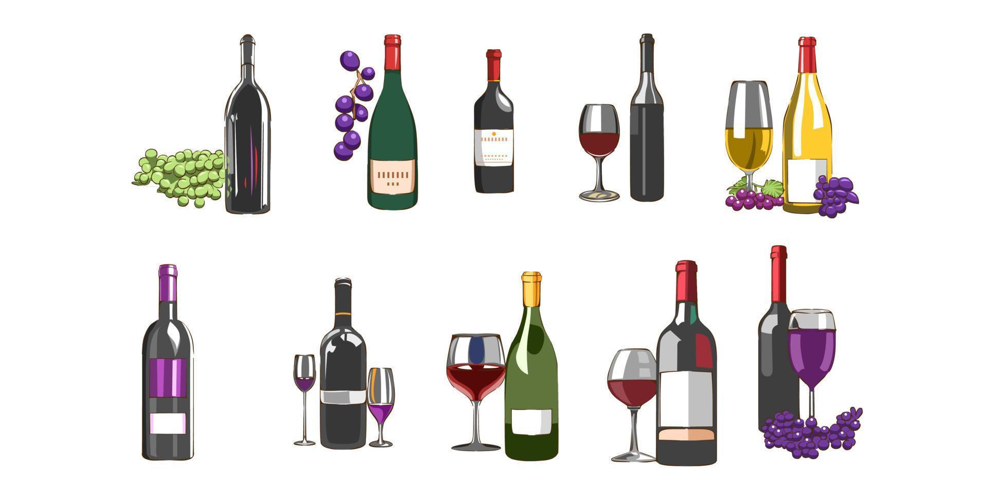 wine vector set collection graphic clipart design