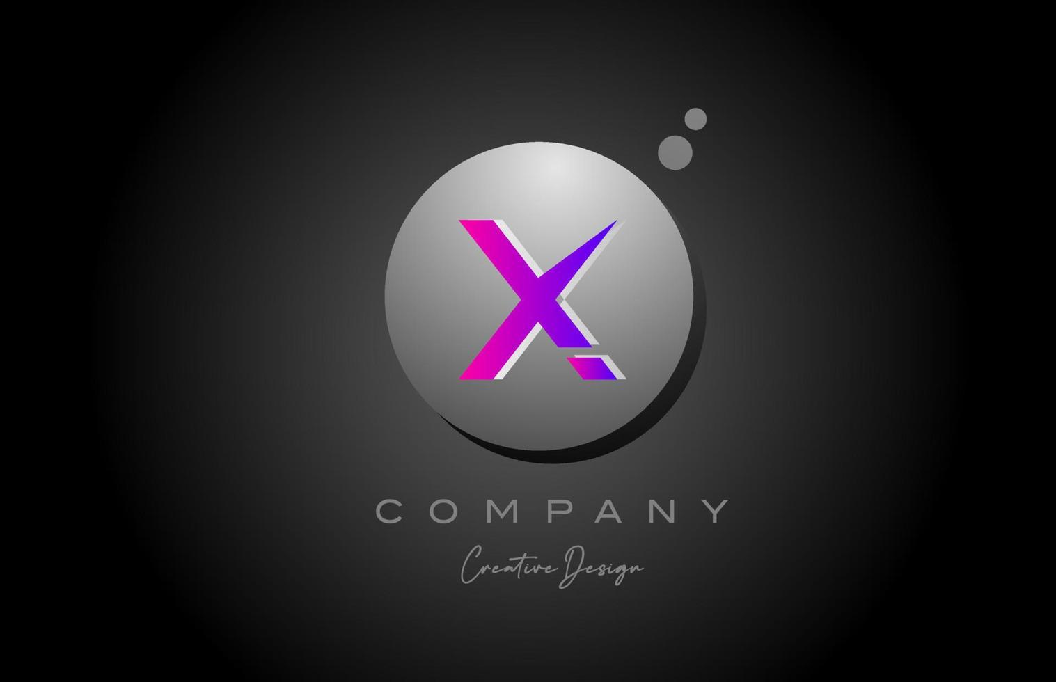 X esfera alfabeto letra logo icono diseño con punto. rosado gris creativo modelo para empresa y negocio vector