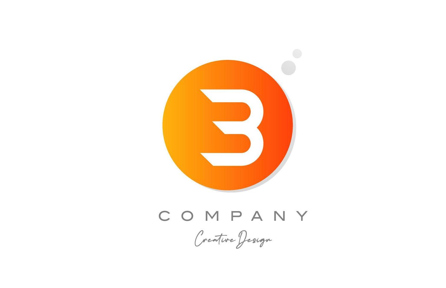 B orange sphere alphabet letter logo icon design with dot. Creative template for company and business vector