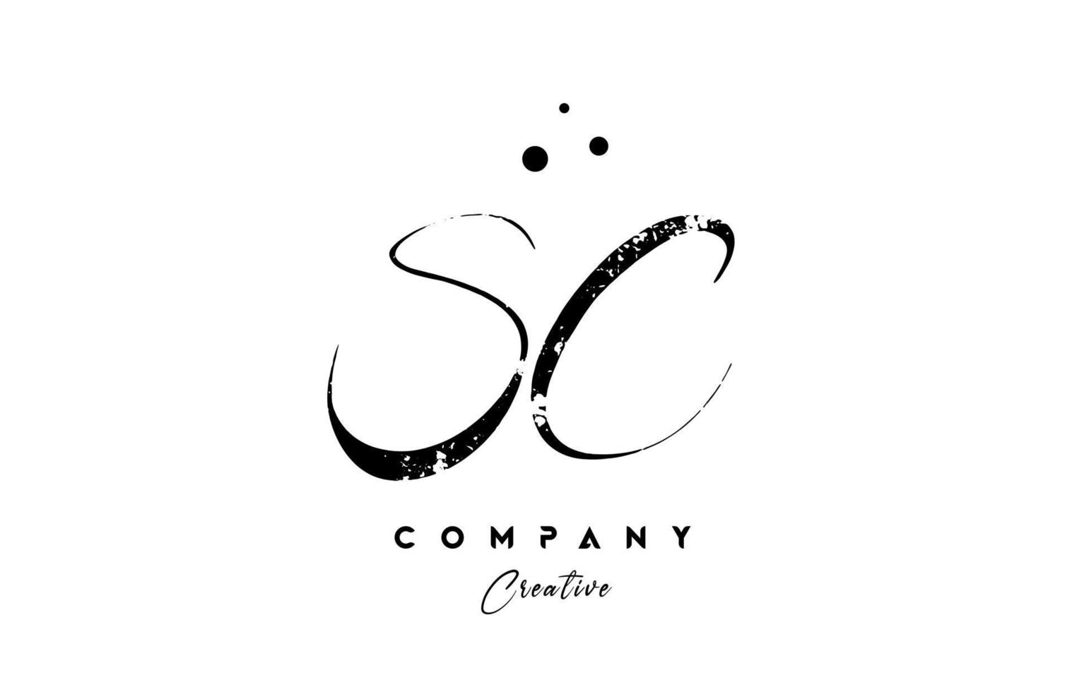 handwritten vintage SC alphabet letter logo icon combination design with dots vector