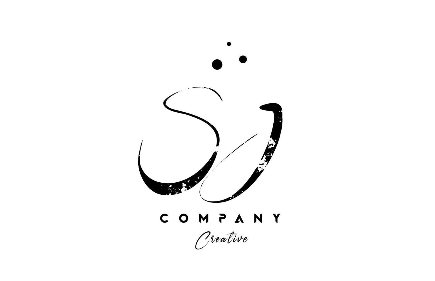 handwritten vintage SJ alphabet letter logo icon combination design with dots vector