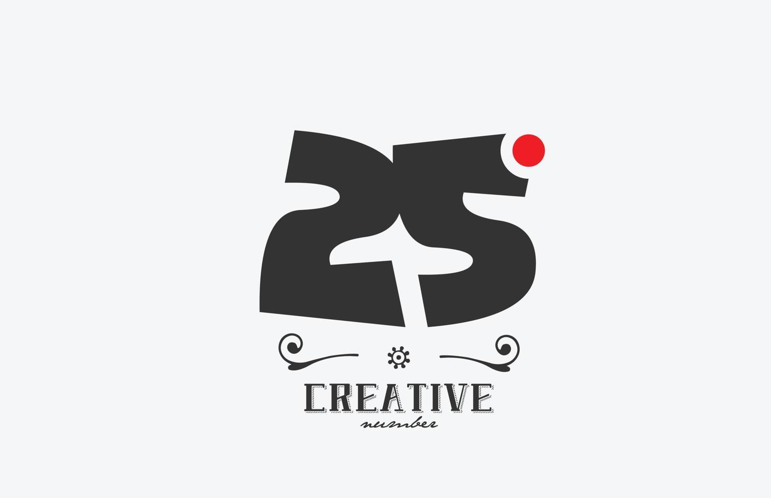 grey 25 number logo icon design with red dot. Creative template for company and business vector