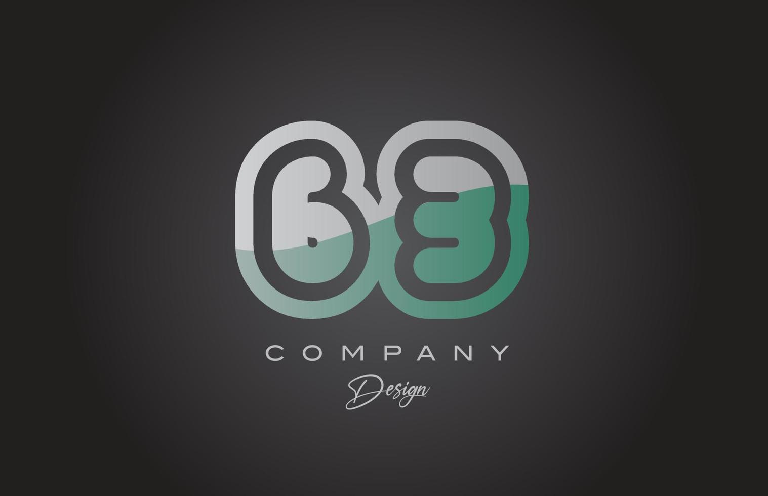 63 verde gris número logo icono diseño. creativo modelo para empresa y negocio vector