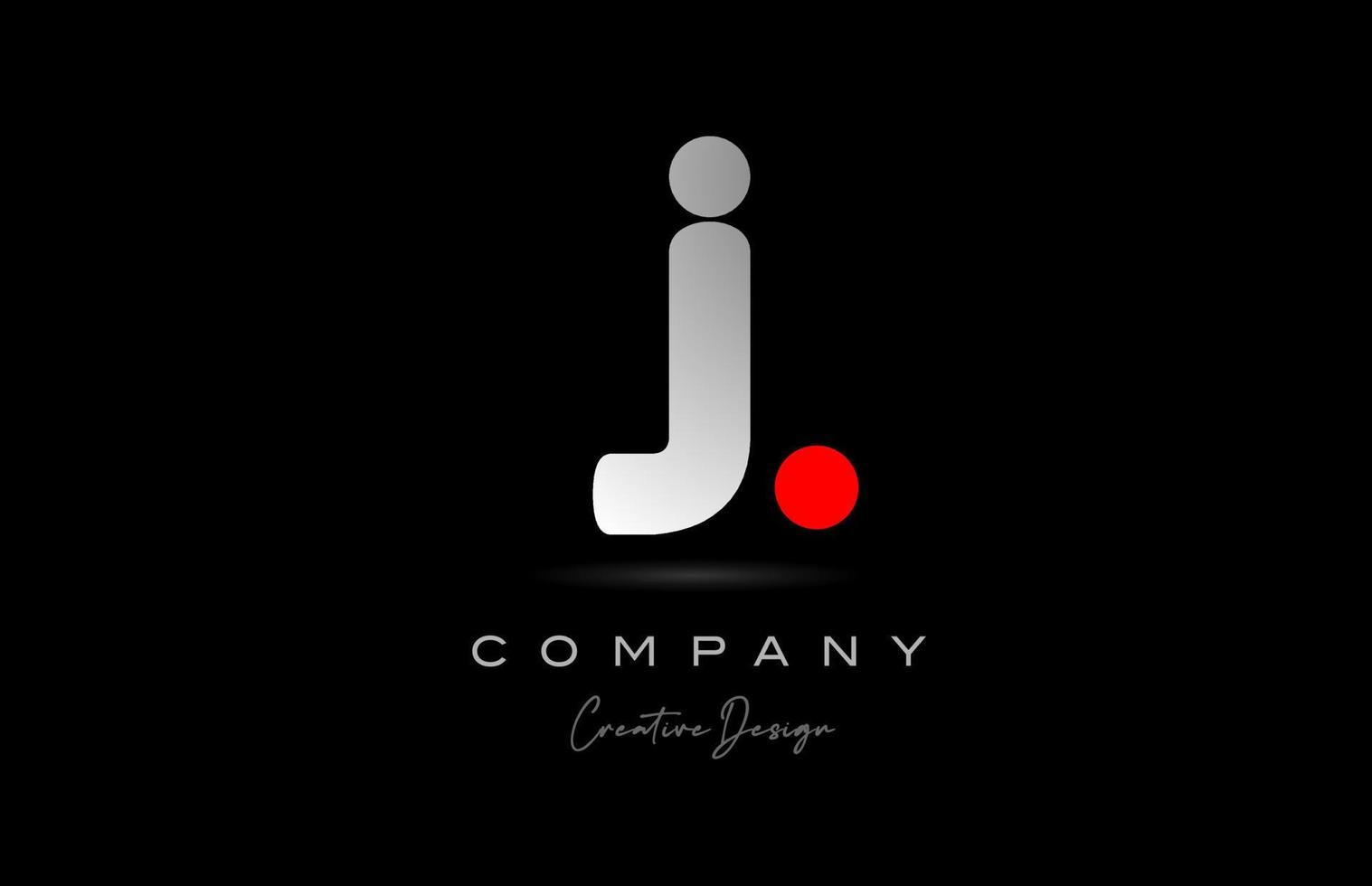 red grey J alphabet letter logo icon design with dot. Creative polygon template for business and company vector
