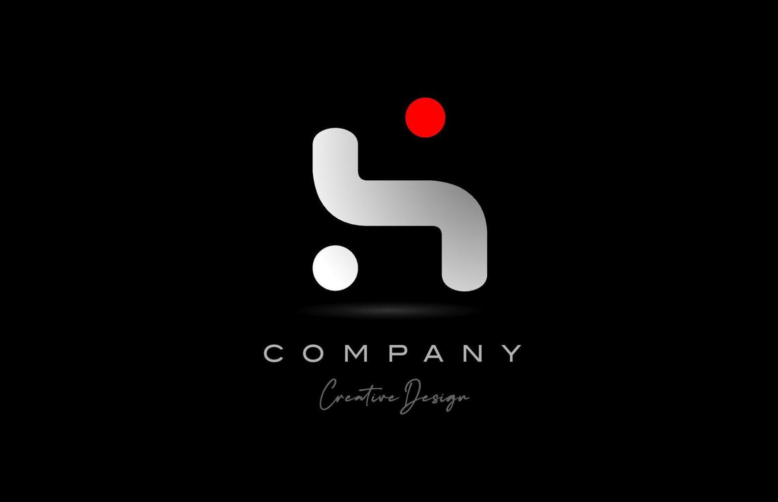 red grey H alphabet letter logo icon design with dot. Creative polygon template for business and company vector