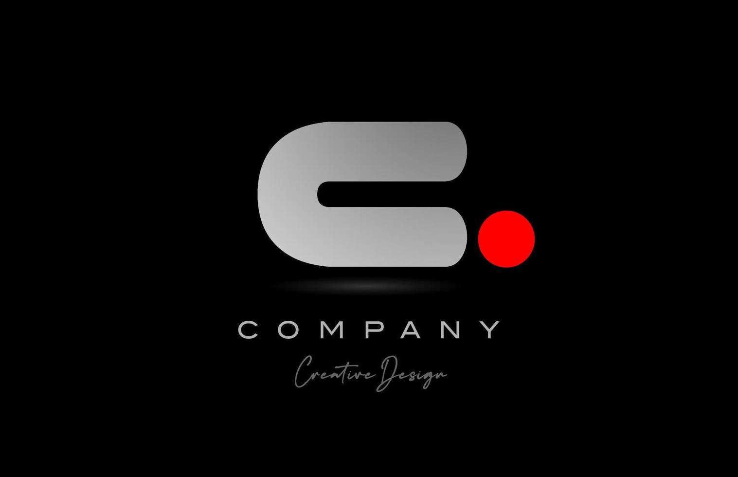 red grey C alphabet letter logo icon design with dot. Creative polygon template for business and company vector