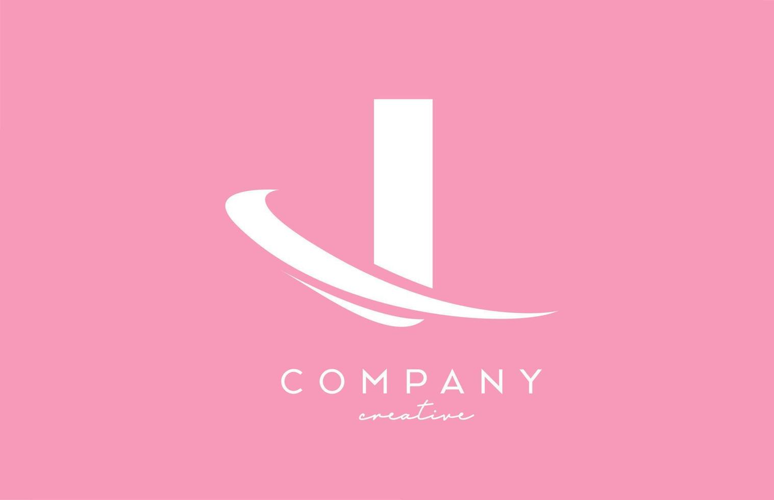 pink white I alphabet letter logo icon with swoosh. Creative template design for business and company vector