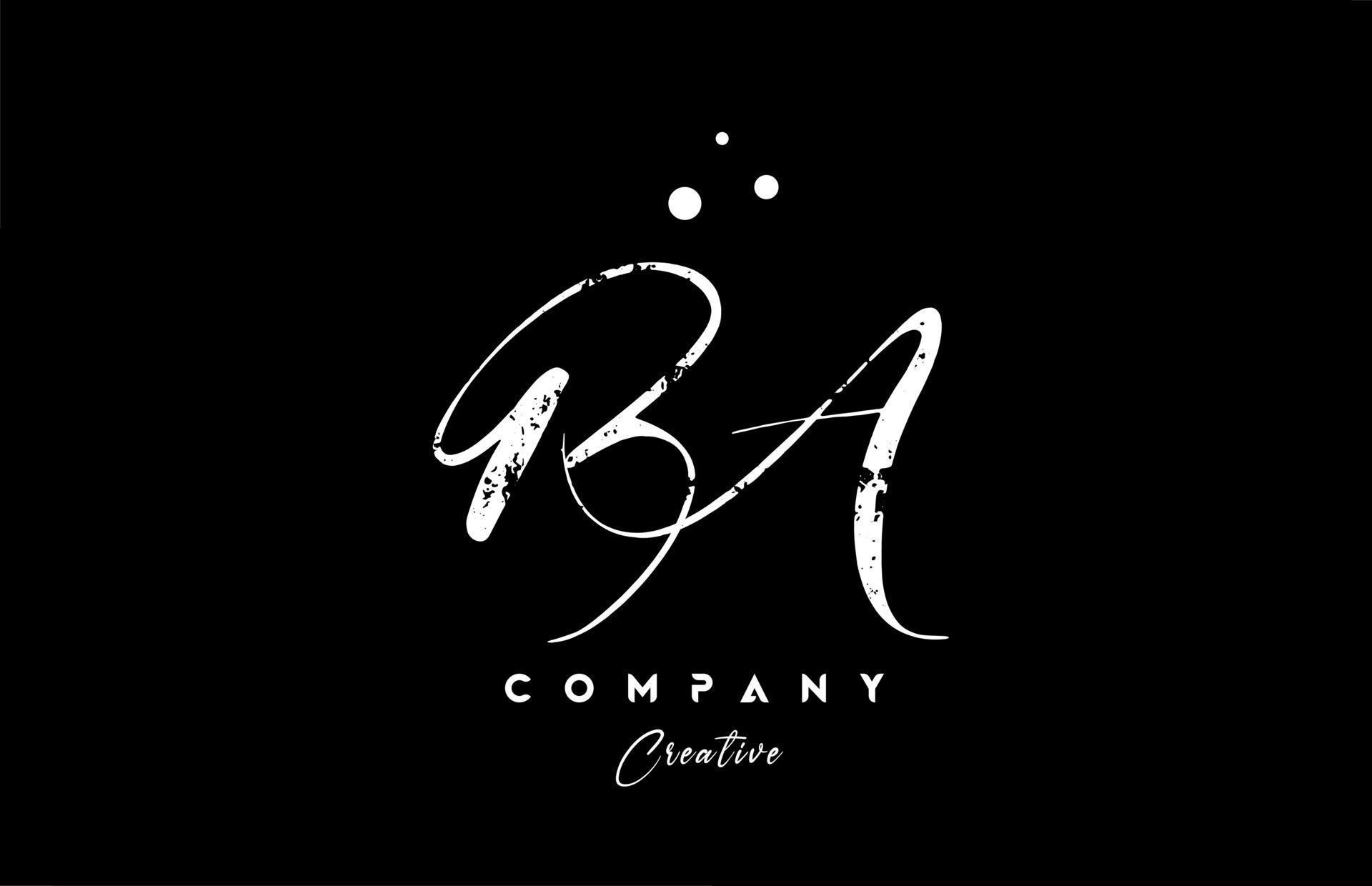 vintage BA alphabet letter logo icon combination design with dots