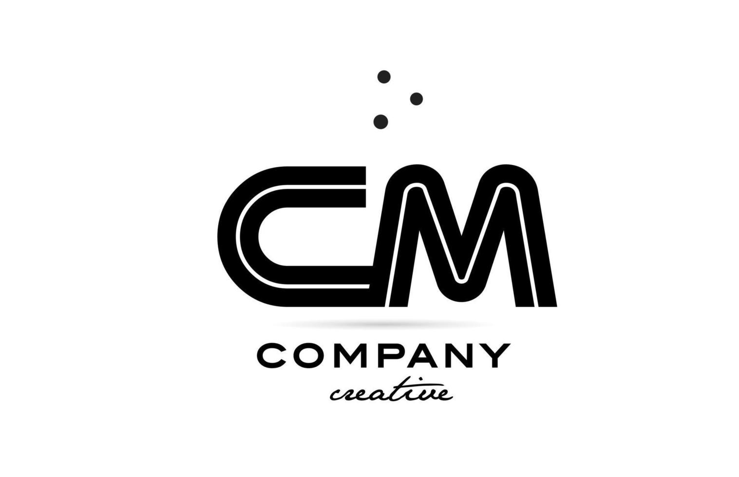 CM black and white combination alphabet bold letter logo with dots. Joined template design for business and company vector
