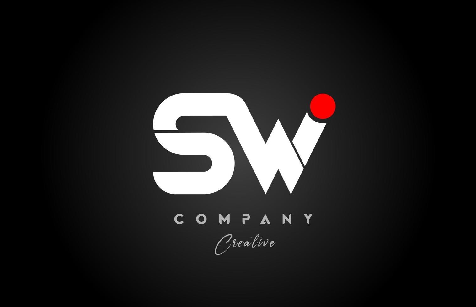 red white alphabet letter SW S W combination for company logo. Suitable as logotype vector