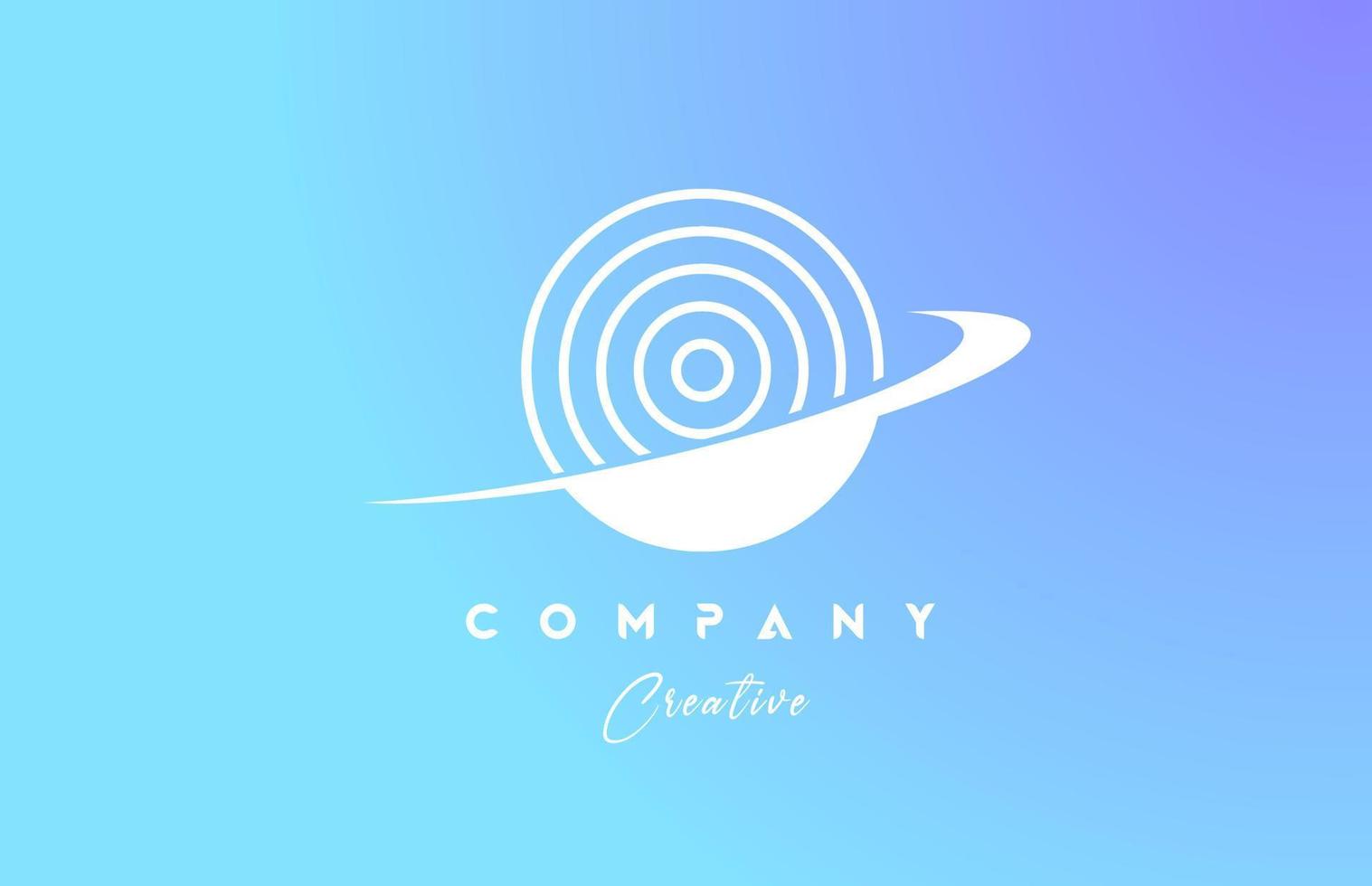 pastel color O blue alphabet letter logo icon design with swoosh. Creative template for company and business vector