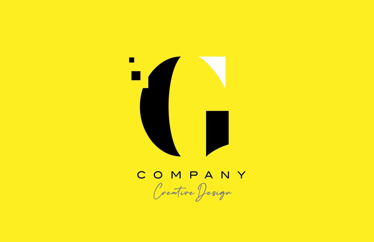 yellow black G alphabet letter logo icon design with dots. Creative template for company and business vector