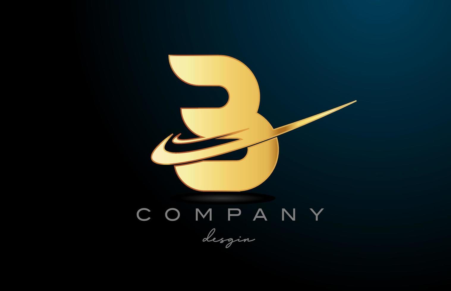 B alphabet letter logo with double swoosh in gold golden color. Corporate creative template design for company vector