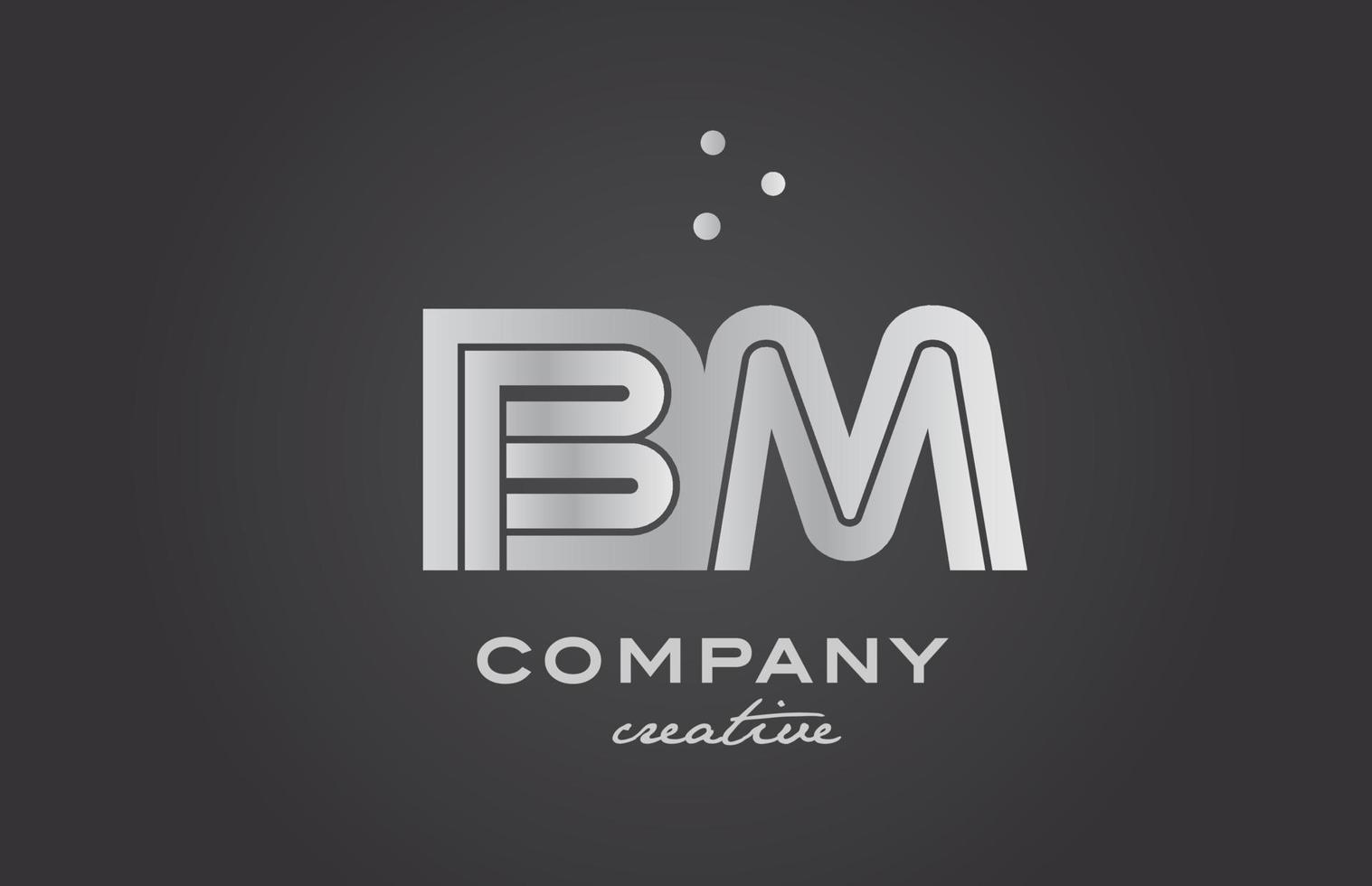 negro y gris bm combinación alfabeto negrita letra logo con puntos unido creativo modelo diseño para negocio vector
