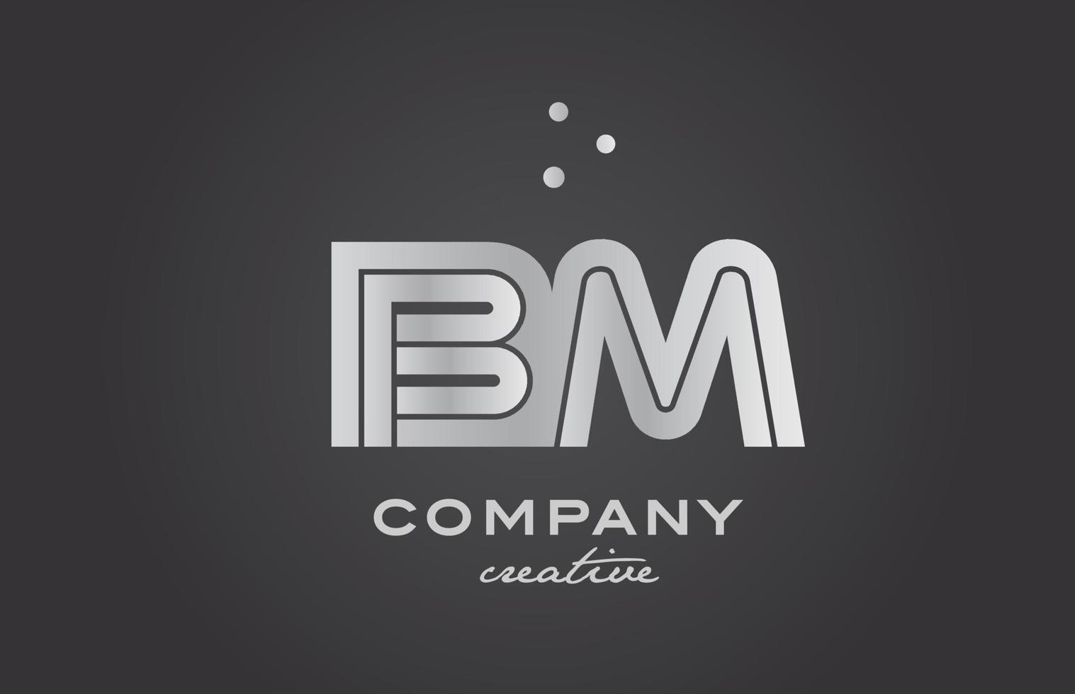 black and grey BM combination alphabet bold letter logo with dots. Joined creative template design for business vector