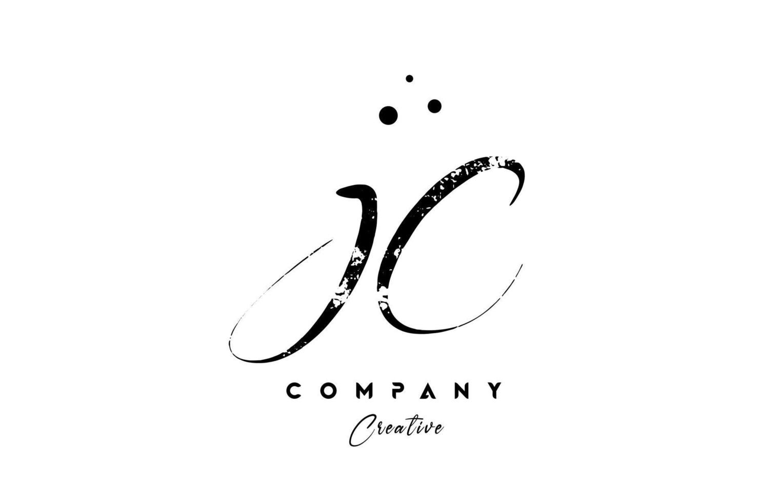 handwritten vintage JC alphabet letter logo icon combination design with dots vector