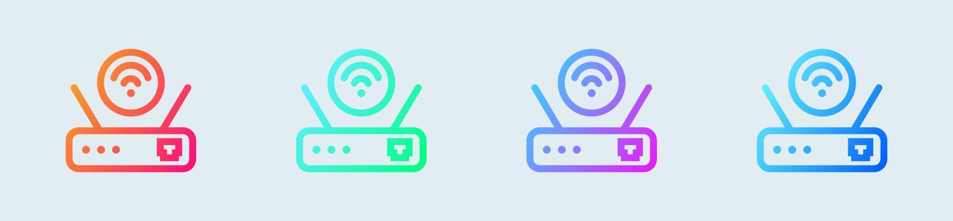 Router line icon in gradient colors. Network connection signs vector illustration.