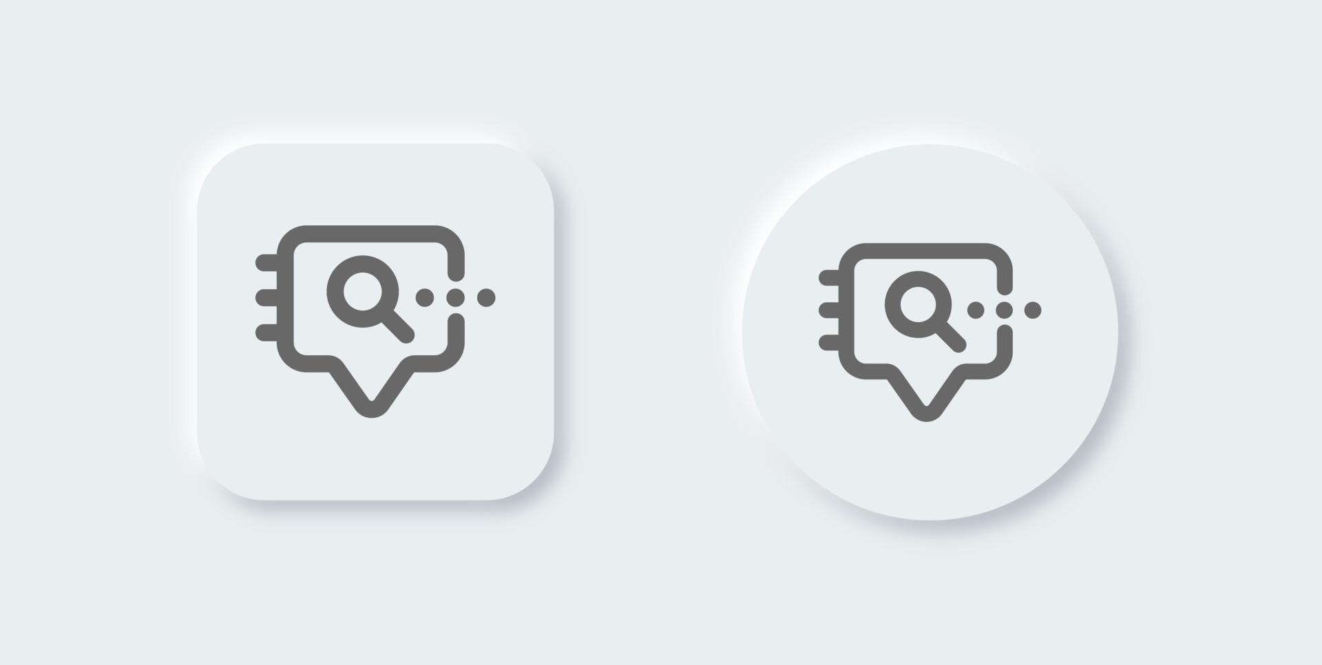 Search chat line icon in neomorphic design style. Intelligence engine signs vector illustration.